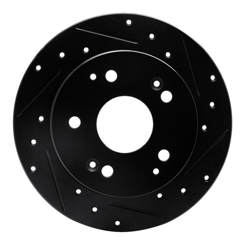 R1 97-06 Acura Integra Rear Right Drilled & Slotted Black Brake Rotor