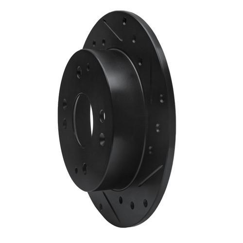 R1 98-02 Acura CL Rear Right Drilled & Slotted Black Brake Rotor