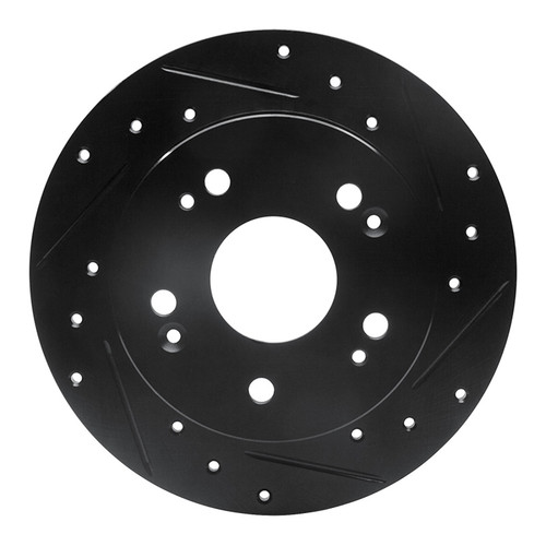 R1 97-15 Acura CSX Rear Right Drilled & Slotted Black Brake Rotor