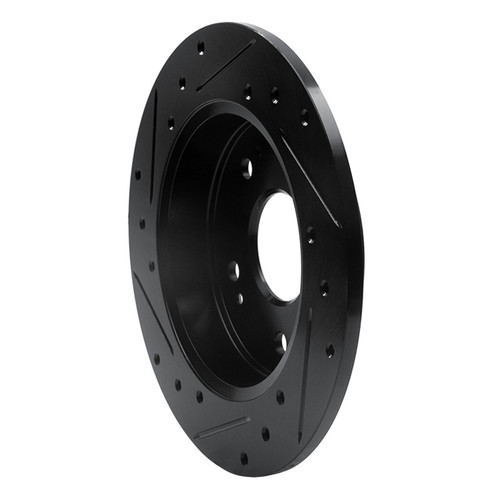 R1 97-15 Acura CSX Rear Right Drilled & Slotted Black Brake Rotor