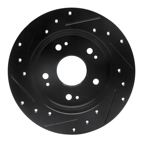 R1 97-15 Acura CSX Rear Right Drilled & Slotted Black Brake Rotor