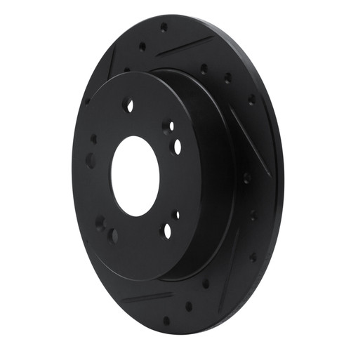 R1 97-15 Acura ILX Rear Left Drilled & Slotted Black Brake Rotor