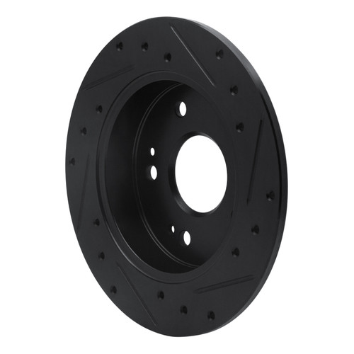 R1 97-15 Acura ILX Rear Left Drilled & Slotted Black Brake Rotor