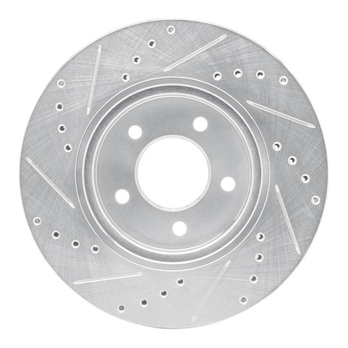 R1 05-12 Ford Escape Front Right Drilled & Slotted Silver Brake Rotor