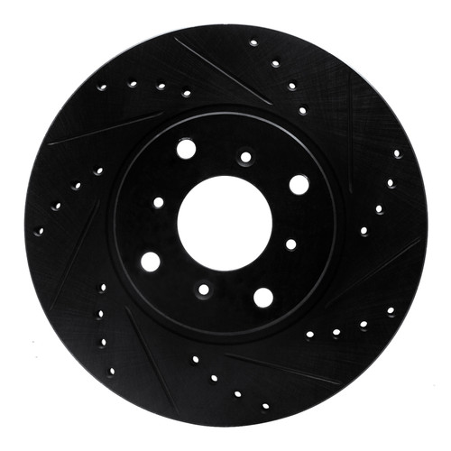 R1 92-96 Honda Prelude Front Right Drilled & Slotted Black Brake Rotor