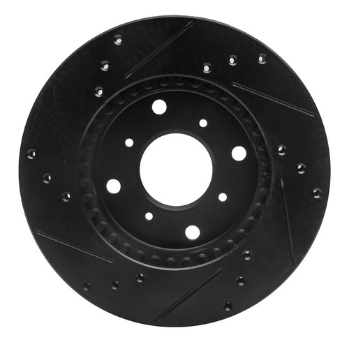 R1 92-96 Honda Prelude Front Right Drilled & Slotted Black Brake Rotor ECB-59021R
