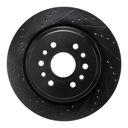 R1 21-25 Jeep Wagoneer L Rear Left Drilled & Slotted Black Brake Rotor