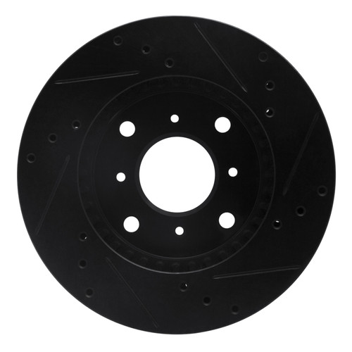 R1 92-96 Honda Prelude Front Left Drilled & Slotted Black Brake Rotor ECB-59021L