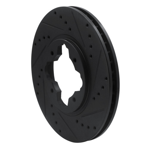 R1 91-97 Acura CL Front Right Drilled & Slotted Black Brake Rotor