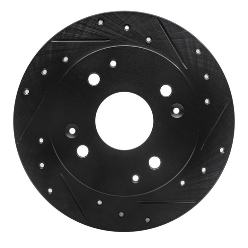 R1 92-97 Acura CL Rear Right Drilled & Slotted Black Brake Rotor