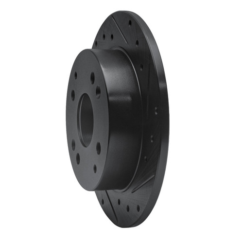 R1 92-97 Acura CL Rear Right Drilled & Slotted Black Brake Rotor