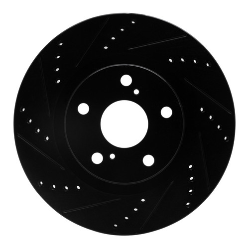 R1 21-25 Dodge Durango Rear Left Drilled & Slotted Black Brake Rotor