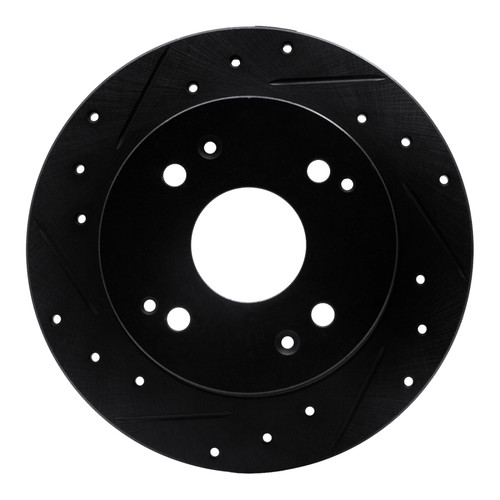 R1 92-97 Acura CL Rear Left Drilled & Slotted Black Brake Rotor