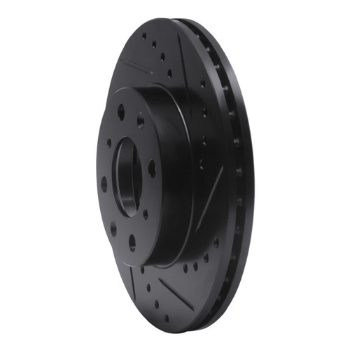 R1 90-00 Honda Civic Hatchback Front Right Drilled & Slotted Black Brake Rotor