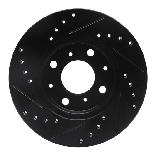 R1 90-00 Honda Civic Hatchback Front Right Drilled & Slotted Black Brake Rotor