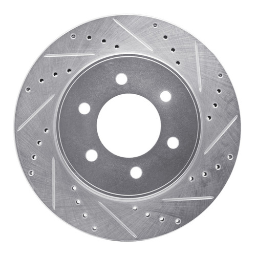 R1 04-08 Ford F-150 4WD Front Right Drilled & Slotted Silver Brake Rotor EDZ-54186R