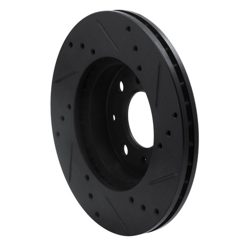 R1 90-00 Honda Civic Wagon Front Left Drilled & Slotted Black Brake Rotor