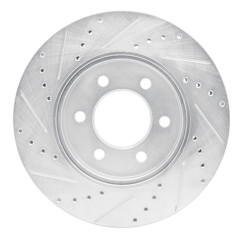 R1 02-06 Ford Expedition Front Right Drilled & Slotted Silver Brake Rotor