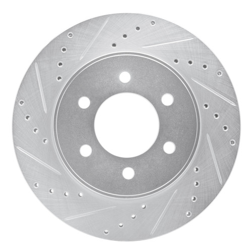 R1 04-08 Ford F-150 4WD Front Left Drilled & Slotted Silver Brake Rotor EDZ-54186L