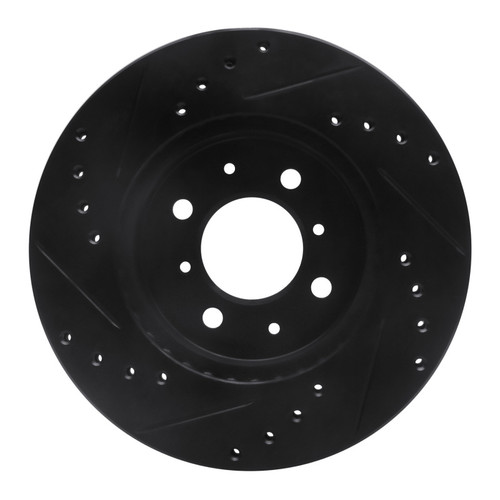 R1 88-91 Honda Accord Sedan Front Right Drilled & Slotted Black Brake Rotor