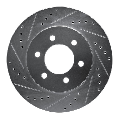 R1 02-06 Ford Expedition Front Left Drilled & Slotted Silver Brake Rotor