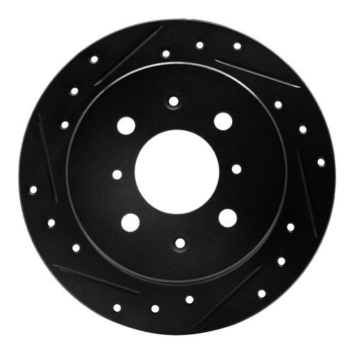 R1 88-01 Acura Integra Rear Left Drilled & Slotted Black Brake Rotor