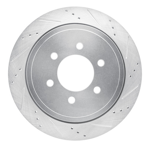 R1 02-06 Ford Expedition Rear Right Drilled & Slotted Silver Brake Rotor