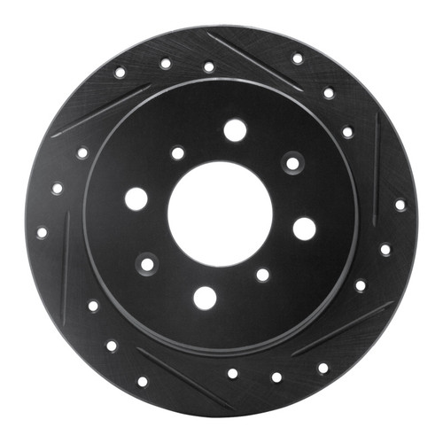 R1 88-01 Acura Integra Rear Right Drilled & Slotted Black Brake Rotor