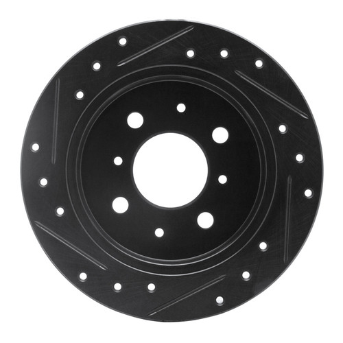 R1 88-01 Acura Integra Rear Right Drilled & Slotted Black Brake Rotor