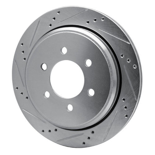 R1 02-06 Ford Expedition Rear Left Drilled & Slotted Silver Brake Rotor