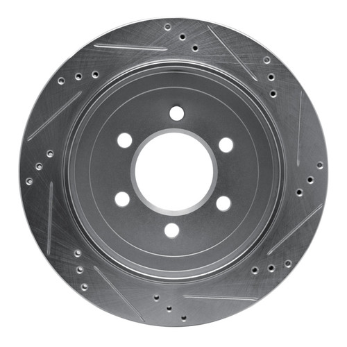 R1 02-06 Ford Expedition Rear Left Drilled & Slotted Silver Brake Rotor