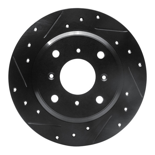R1 86-96 Acura Legend Rear Left Drilled & Slotted Black Brake Rotor