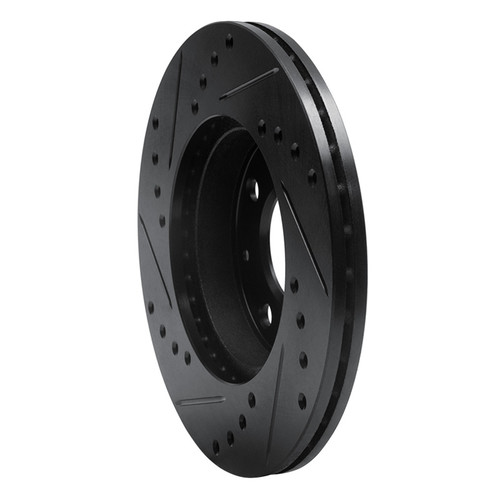 R1 86-91 Acura Integra Front Right Drilled & Slotted Black Brake Rotor