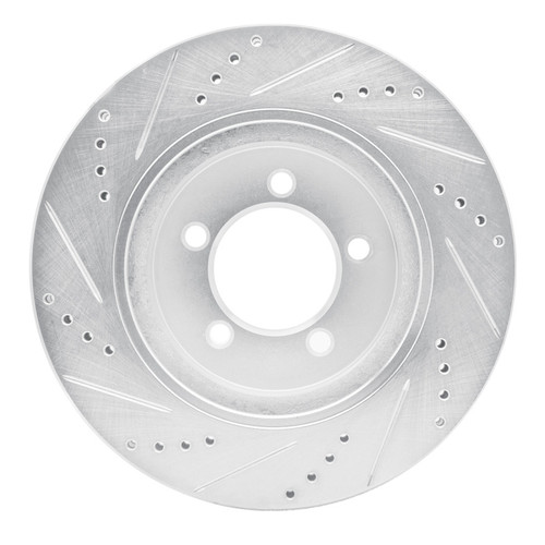 R1 02-05 Ford Explorer Front Right Drilled & Slotted Silver Brake Rotor