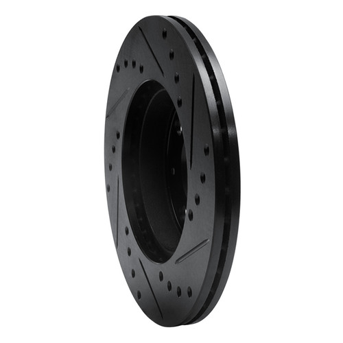 R1 86-91 Acura Integra Front Left Drilled & Slotted Black Brake Rotor