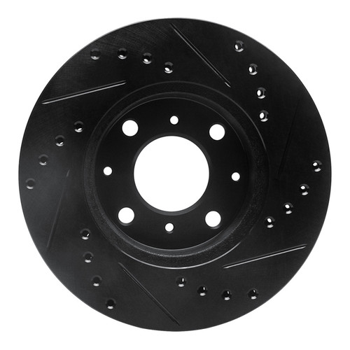 R1 86-91 Acura Integra Front Left Drilled & Slotted Black Brake Rotor