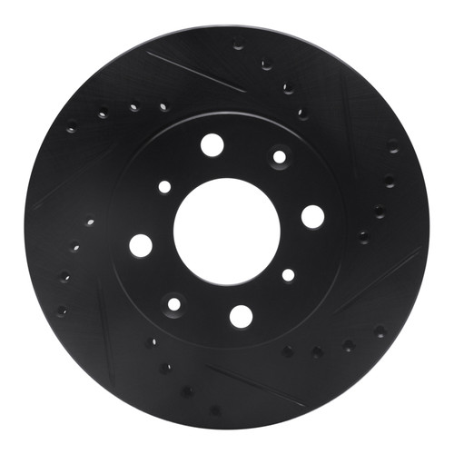 R1 84-90 Honda Accord Sedan Front Right Drilled & Slotted Black Brake Rotor