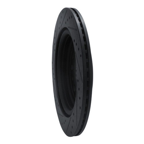 R1 19-25 Ram 1500 Rear Right Drilled & Slotted Black Brake Rotor