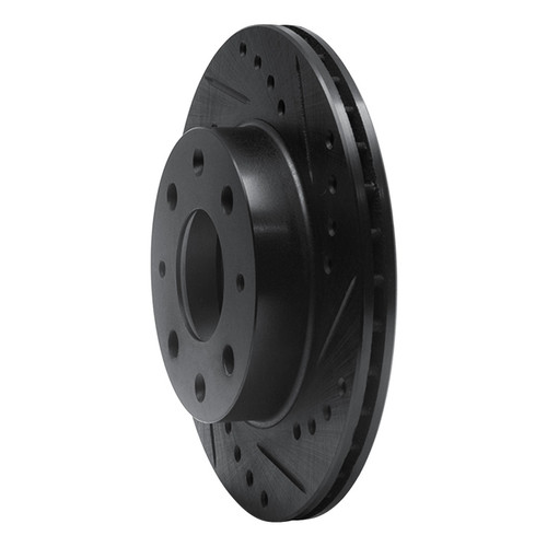 R1 84-06 Honda CRX Front Right Drilled & Slotted Black Brake Rotor