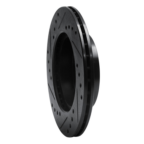 R1 84-06 Honda CRX Front Right Drilled & Slotted Black Brake Rotor