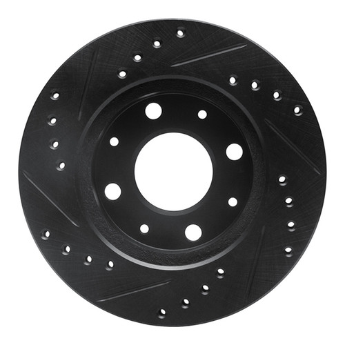 R1 84-06 Honda CRX Front Right Drilled & Slotted Black Brake Rotor