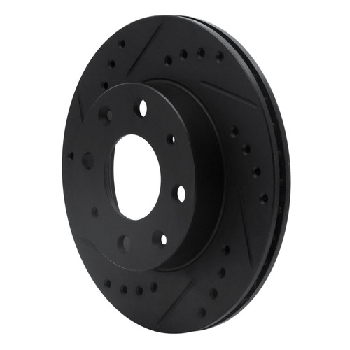 R1 84-06 Honda Civic Hatchback Front Left Drilled & Slotted Black Brake Rotor