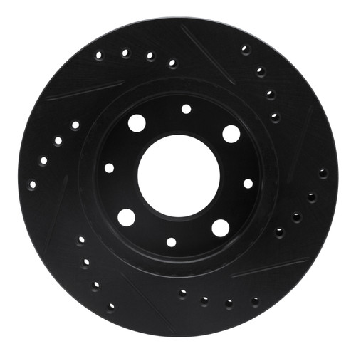 R1 84-06 Honda Civic Hatchback Front Left Drilled & Slotted Black Brake Rotor