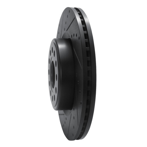 R1 19-25 Ram 1500 Front Left Drilled & Slotted Black Brake Rotor