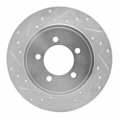 R1 02-10 Ford Explorer Sport Trac Rear Left Drilled & Slotted Silver Brake Rotor