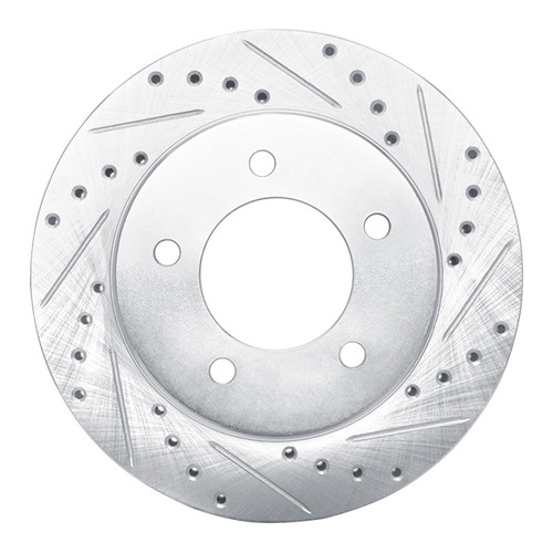 R1 97-02 Ford Expedition Front Right Drilled & Slotted Silver Brake Rotor