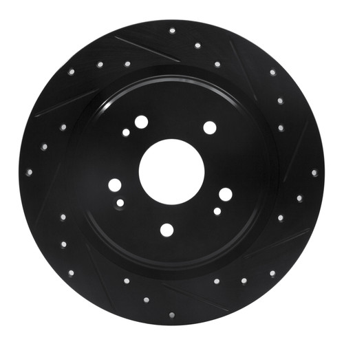 R1 15-25 Acura TLX Rear Right Drilled & Slotted Black Brake Rotor