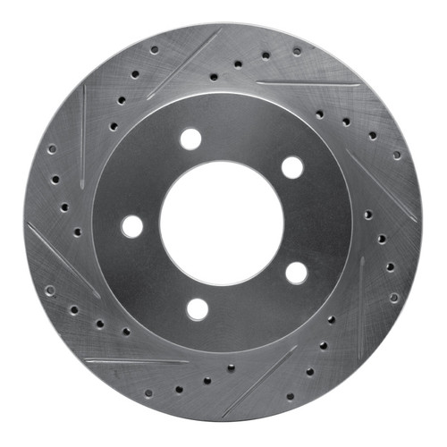 R1 97-02 Ford Expedition Front Left Drilled & Slotted Silver Brake Rotor