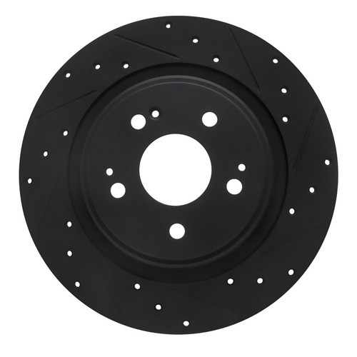 R1 17-20 Acura MDX Rear Right Drilled & Slotted Black Brake Rotor