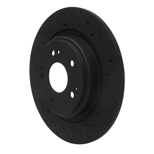 R1 17-20 Acura MDX Rear Right Drilled & Slotted Black Brake Rotor